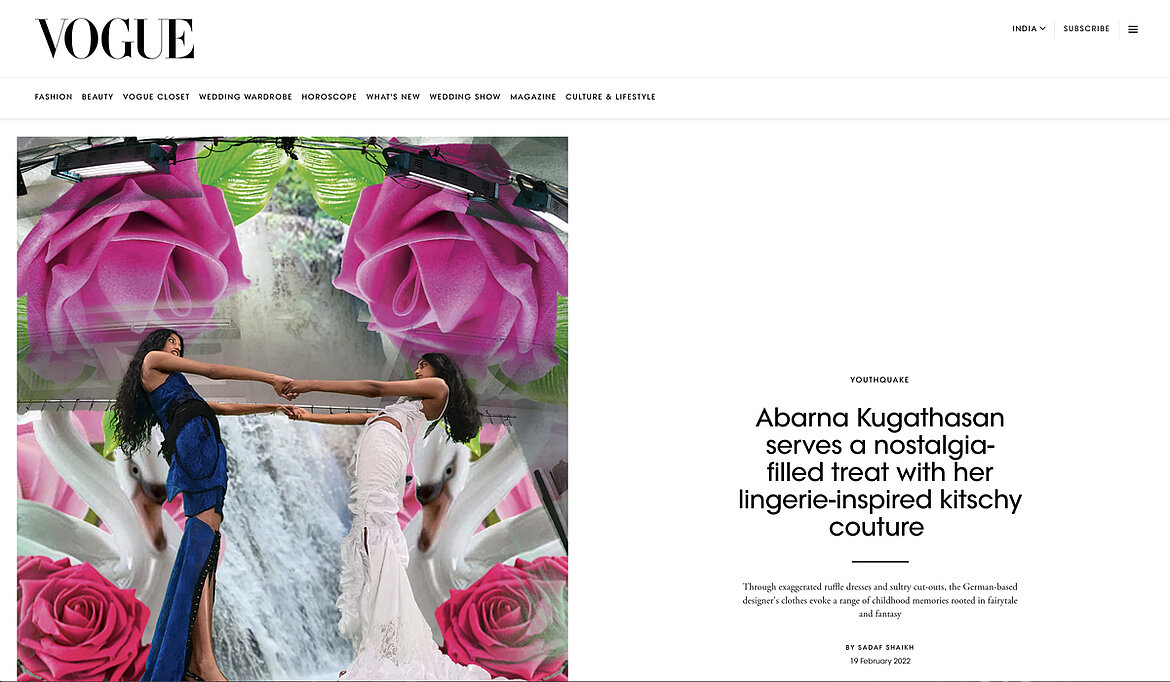 Picture of Vogue article about Abarna Kugasthan