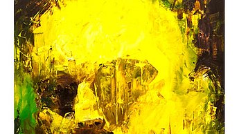 Gemälde eines Gesichts in gelber Farbe