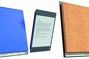 Abgebildet ist, wie die Materialsamples für das entworfenen Regalsystem aussehen