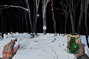 Lumbardh Ljatifi–CIRCUS LIMBO. UX/UI-Design als narratives und stilistisches Werkzeug in Videospielen. Screenshot Hände.