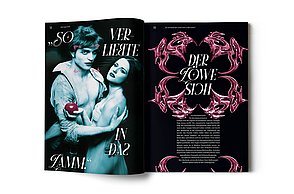 Abschlussarbeit Linda Bui, Ansicht Doppelseite aus Buch, „So verliebte der Loewe sich in das Lamm“