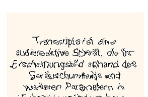 Daniel Schmid–Transcripta. Eine klangbasierte Schrift. Beispiel: Bearbeiteter Schriftblock.