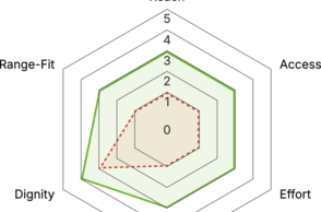 Dargestellt wird eine Grafik des entworfenen, anwendbaren Werkzeugset: das Framework ACCESS-OS, welches Industrial Design künftig inklusiver machen soll.