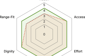 Dargestellt wird eine Grafik des entworfenen, anwendbaren Werkzeugset: das Framework ACCESS-OS, welches Industrial Design künftig inklusiver machen soll.