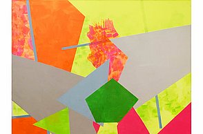 Abstraktes Bild aus ausgeschnittenen Formen in grellen Farben.