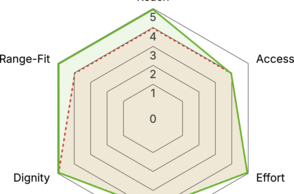 Dargestellt wird eine Grafik des entworfenen, anwendbaren Werkzeugset: das Framework ACCESS-OS, welches Industrial Design künftig inklusiver machen soll.