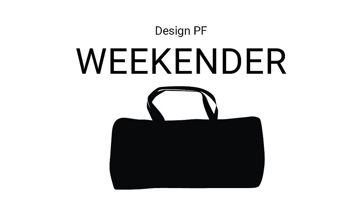 Weekender logo. Subtitle: Abstract and compact. News from the Faculty of Design