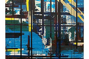 Gemälde aus Pinselstrichen und geraden Linien