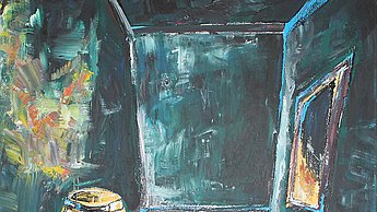 Acrylbild eines dunklen Flures  