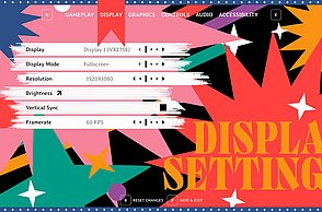 Lumbardh Ljatifi–CIRCUS LIMBO. UX/UI-Design als narratives und stilistisches Werkzeug in Videospielen. Screenshot Display Settings.