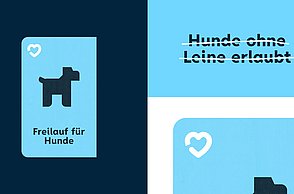 Ahmet Mehadzic–Ein Leitsystem für Pforzheim. Schild: Freilauf für Hunde.