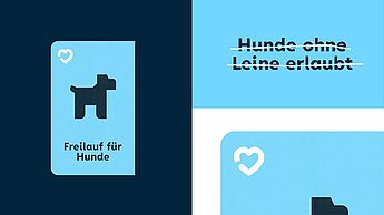 Ahmet Mehadzic–Ein Leitsystem für Pforzheim. Schild: Freilauf für Hunde.
