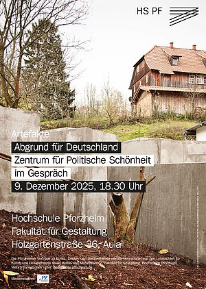 Event poster for the artifacts series. Title: Abyss for Germany. Center for Political Beauty in conversation