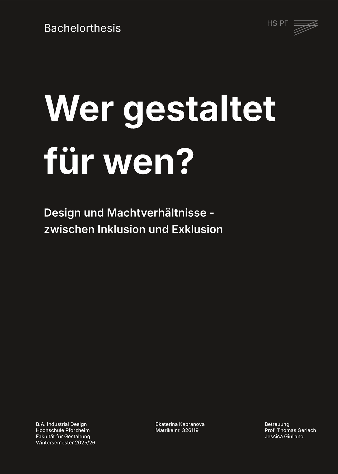 Dargestellt ist das Cover der theoretische Bachelor Thesis.