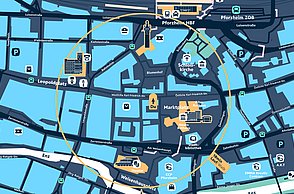 Ahmet Mehadzic–Ein Leitsystem für Pforzheim. Detail Karte Innenstadt.