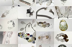 Verschiedene Fotos von Schmuckstücken nebeneinander angereiht 