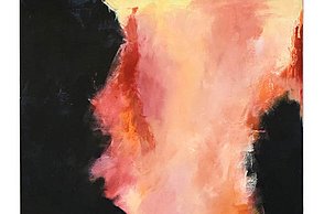 Bild mit einem rot-gelben Rauch auf schwarzem Hintergrund