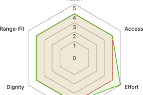 Dargestellt wird eine Grafik des entworfenen, anwendbaren Werkzeugset: das Framework ACCESS-OS, welches Industrial Design künftig inklusiver machen soll.