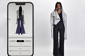 drei Bilder: Abschlusskollektion "generated Fashion" von Oliver Schraft, 2023, Fotograf: Oliver Schraft