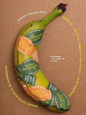 Ein Plakat auf dem eine beklebte Banane dargestellt ist