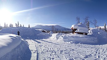 Panoramafoto einer Schneelandschaft 