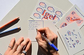 Laura Rudi–Der Weg. Beispiel Postkarte mit Handschrift. 