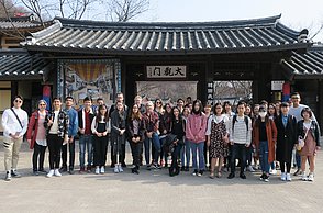 Gruppe von Austausch Studenten 