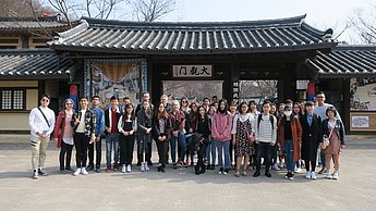 Gruppe von Austausch Studenten 