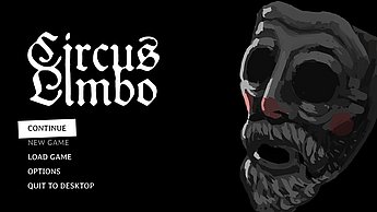 Lumbardh Ljatifi–CIRCUS LIMBO. UX/UI-Design als narratives und stilistisches Werkzeug in Videospielen. Screenshot Hauptmenü.