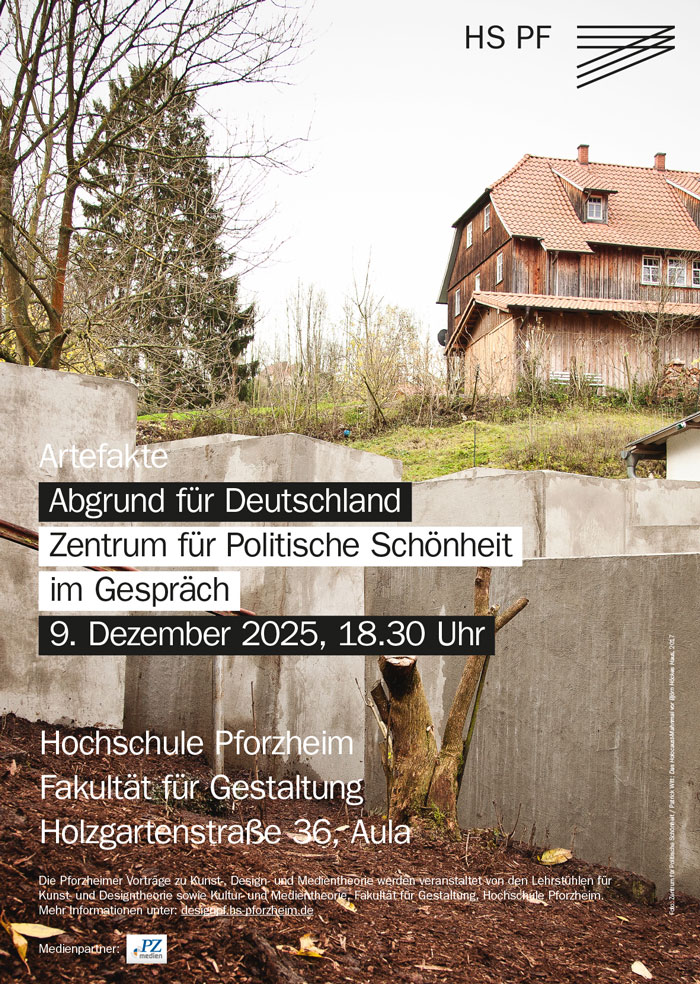 Event poster for the artifacts series. Title: Abyss for Germany. Center for Political Beauty in conversation