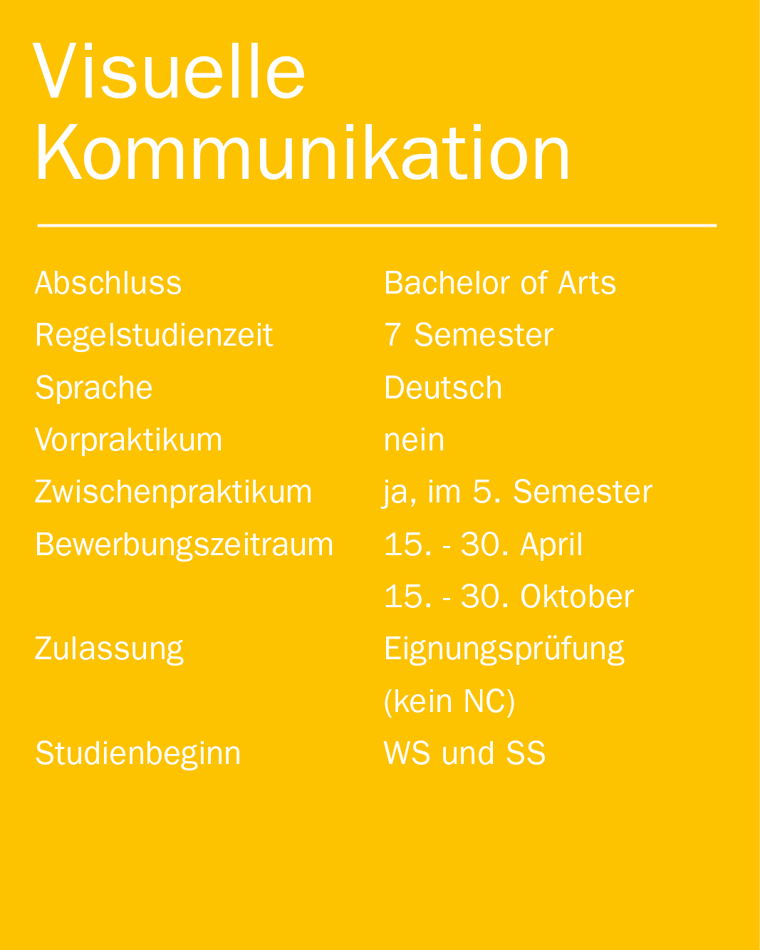 Visuelle Kommunikation Shortfacts