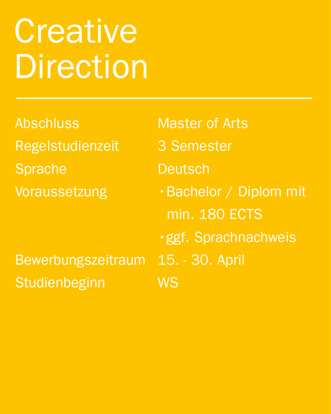 Master Creative Direction Shortfacts