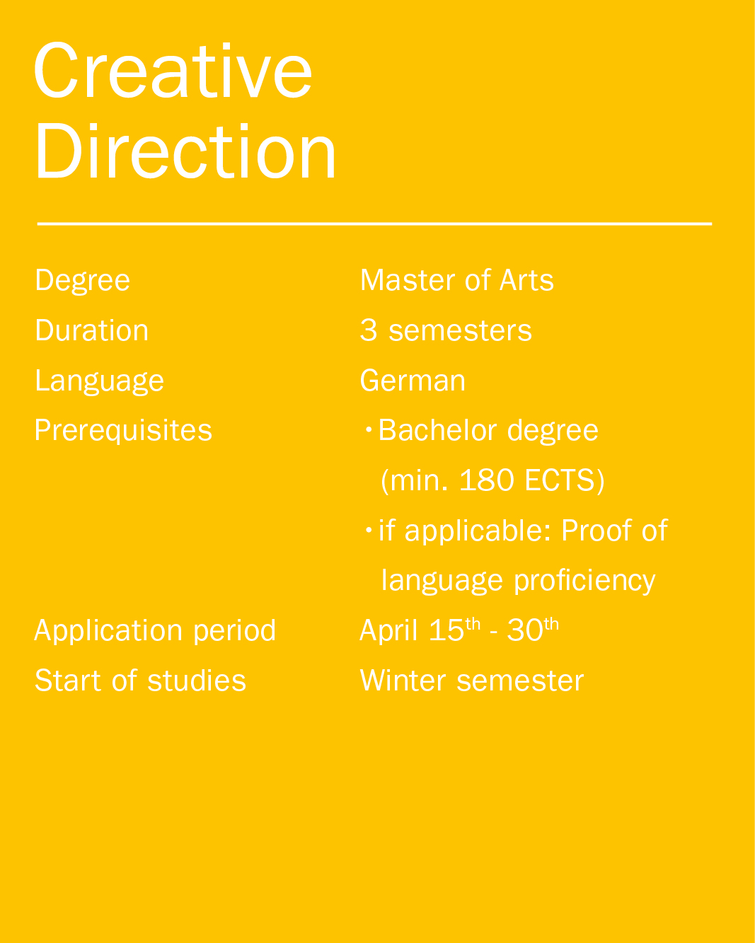 Master Creative Direction Shortfacts