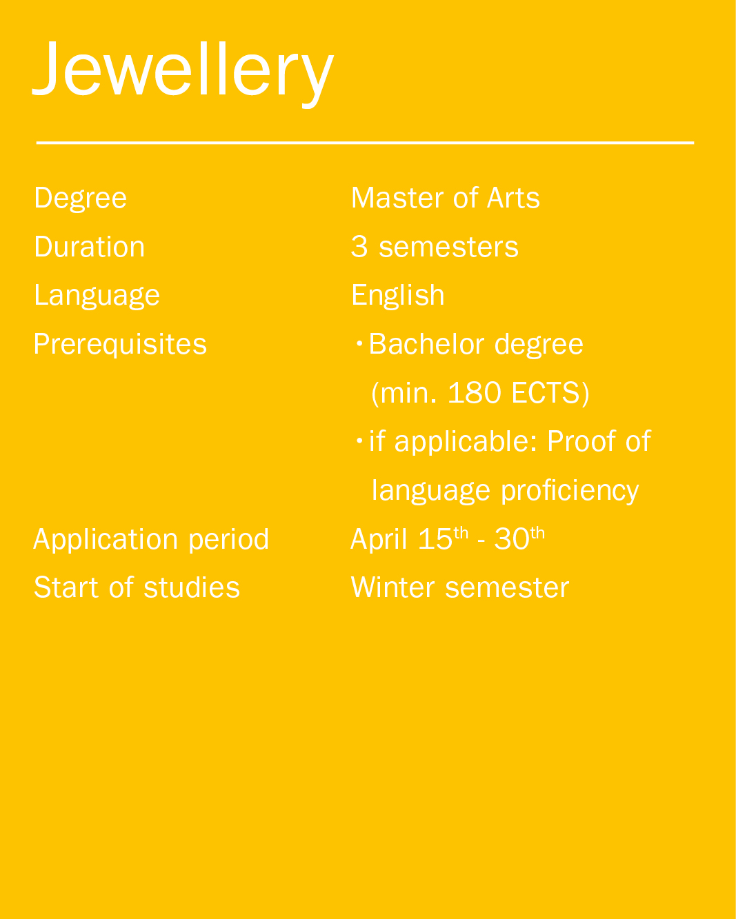 Master Jewellery Shortfacts