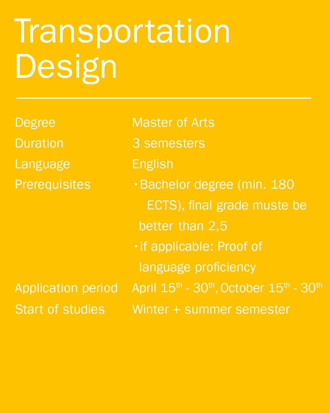 Master Transportation Design Shortfacts